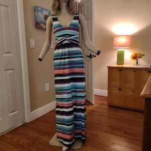 Soma Knotted Waist Brushed Stripe Maxi Dress Size S NWTs